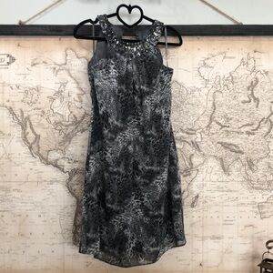WHBM Gray Python Print - Jeweled Dress Size 2